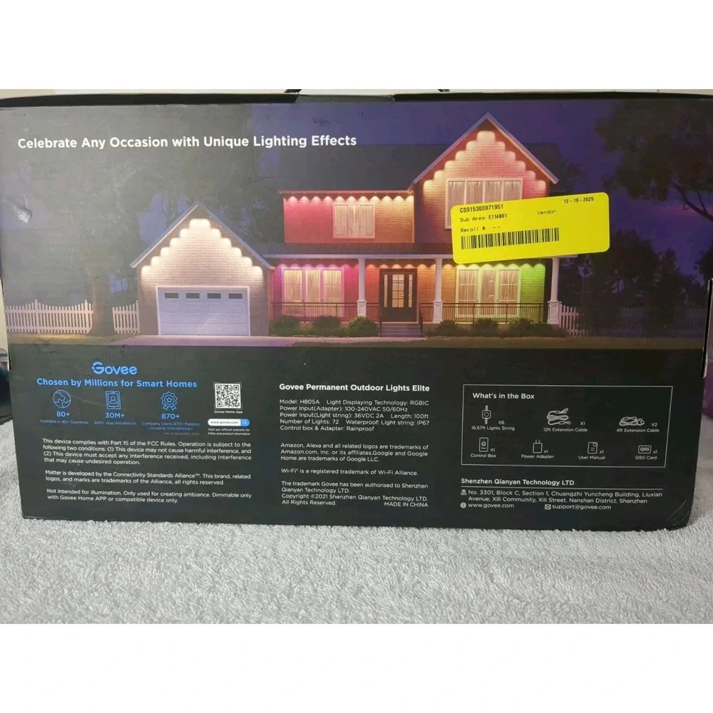 Govee RGBICW Permanent Outdoor Garden Lights Elite Color Changing Black 100ft